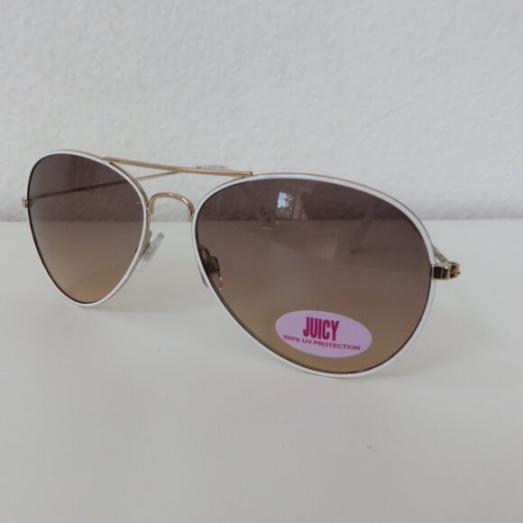 (#129) Juicy Couture White Aviator style Sunglasses